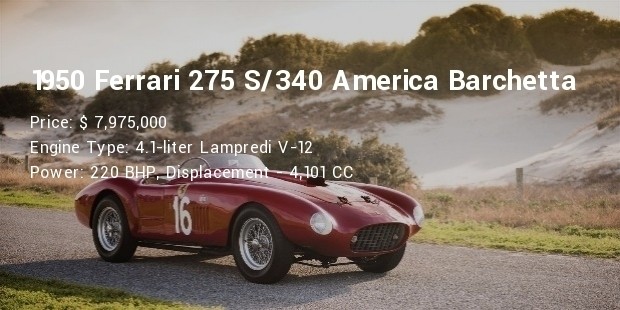 1950 ferrari 275 s 340 america barchetta specs