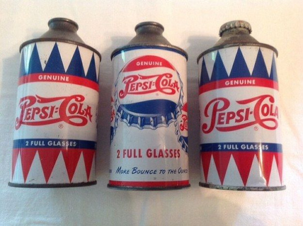 3 vintage pepsi cola cans from the ’50s