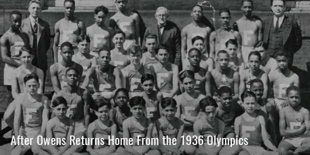 after owens returns home from the 1936 olympics