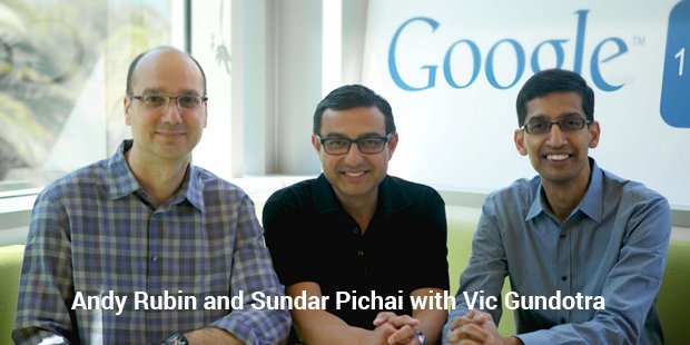 andy rubin and sundar pichai with vic gundotra