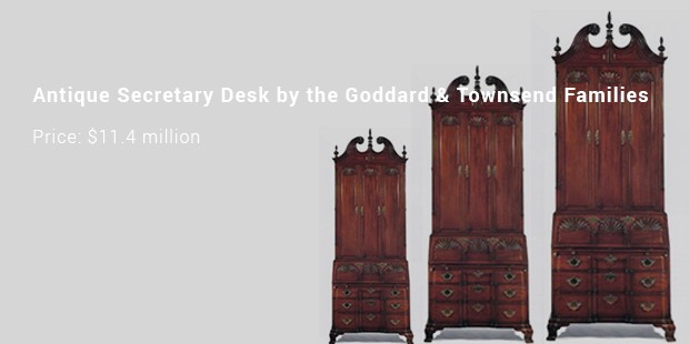 antique secretary desk by the goddard   townsend families