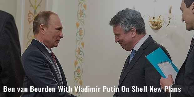 ben van beurden with vladimir putin on shell new plans