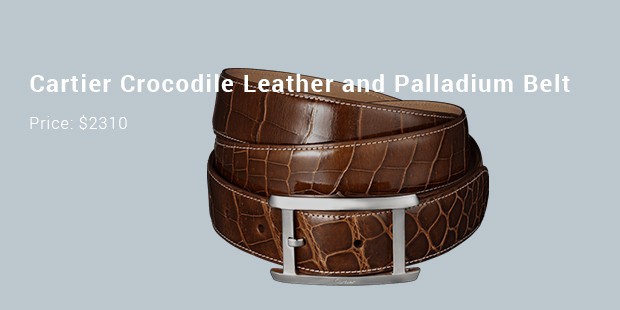 cartier crocodile leather and palladium belt
