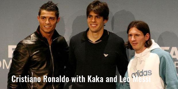 cristiano ronaldo with kaka and leo messi