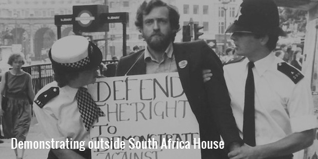 demonstrating outside south africa house