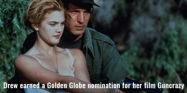 drew earned a golden globe nomination for her film guncrazy