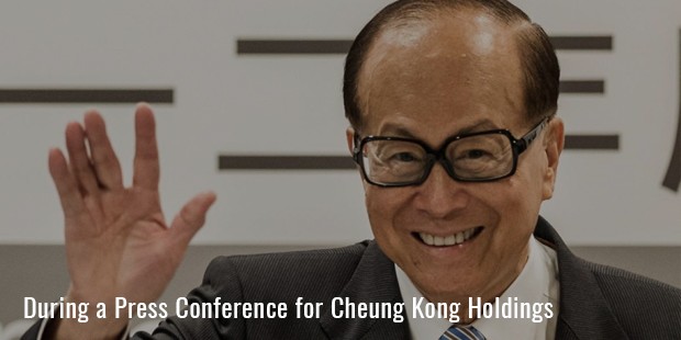 during a press conference for cheung kong holdings