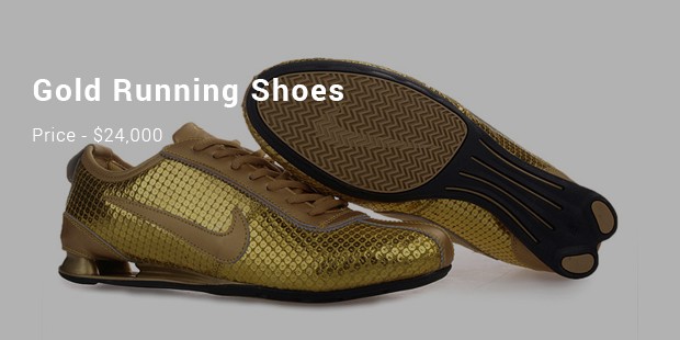 gold running shoes