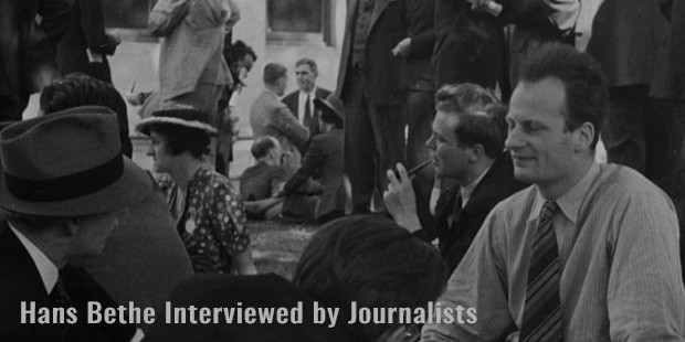 hans bethe interviewed by journalists