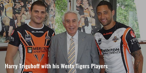 harry triguboff with his wests tigers players