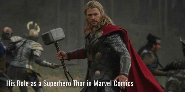 his role as a superhero thor in marvel comics