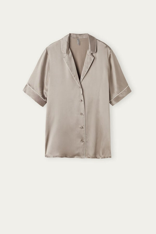 intimissimi short sleeve silk shirt with contrast trim