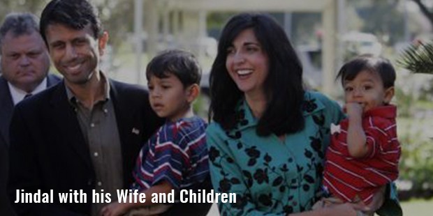 jindal with his wife and children