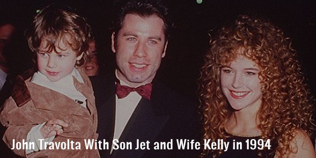 john travolta with son jet and wife kelly in 1994