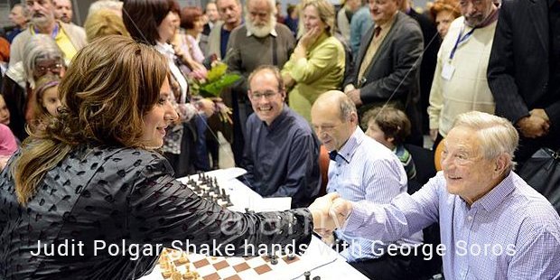 judit polgar shake hands with george soros