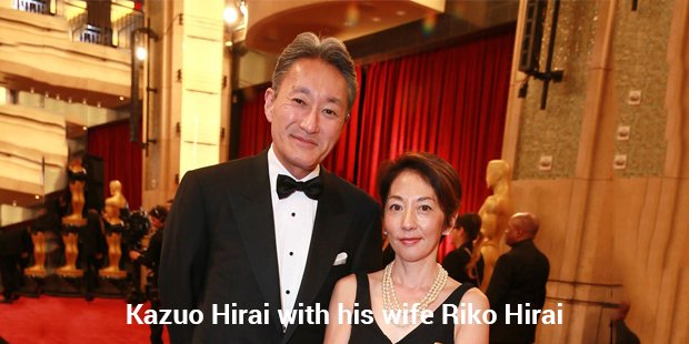 kazuo hirai with his wife riko hirai