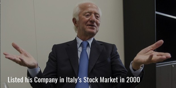 Listed his Company in Italy’s Stock Market in 2000