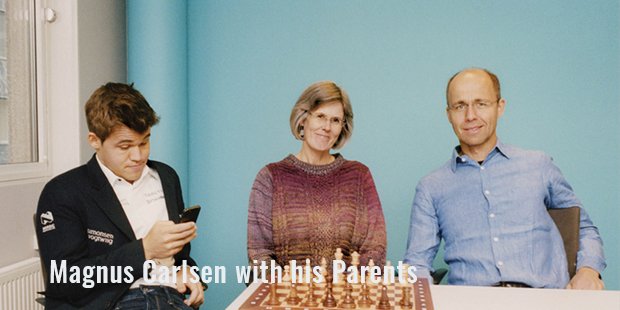 magnus carlsen with his parents