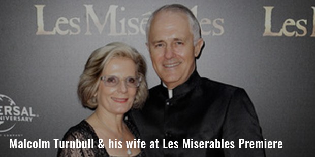 malcolm turnbull   his wife at les miserables premiere