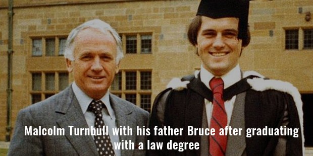 malcolm turnbull with his father bruce after graduating