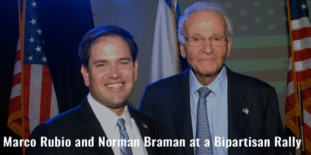 marco rubio and norman braman at a bipartisan rally