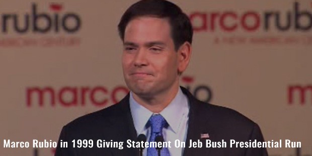 marco rubio in 1999 giving statement on jeb bush presidential run