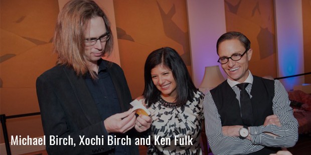 michael birch, xochi birch and ken fulk at the opening of “real to real photographs