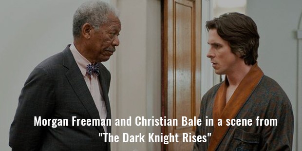 morgan freeman and christian bale in a scene from