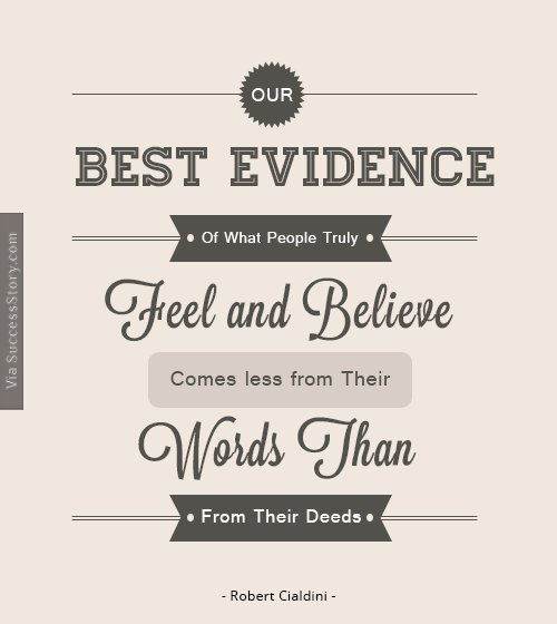 Our best evidence of what people truly feel and believe comes less from their words than from their deeds