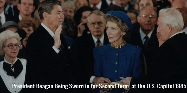 president reagan being sworn in for second term  at the u