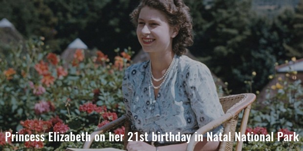 princess elizabeth on her 21st birthday in natal national park