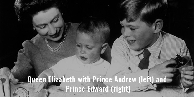 queen elizabeth with prince andrew  left  and