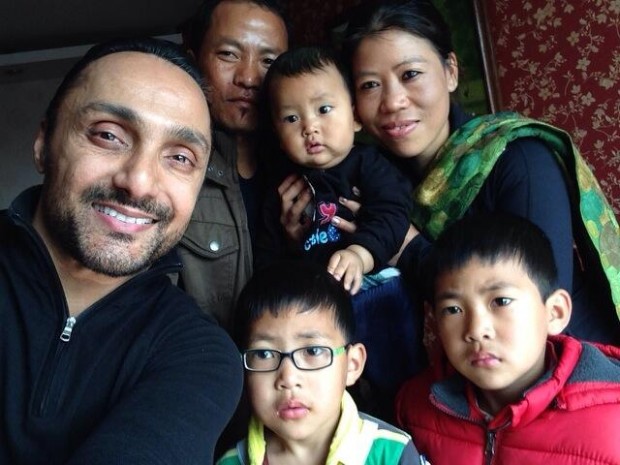 rahul bose with mary kom and family her husband twins and new baby