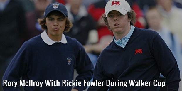 rory mcilroy with rickie fowler during walker cup