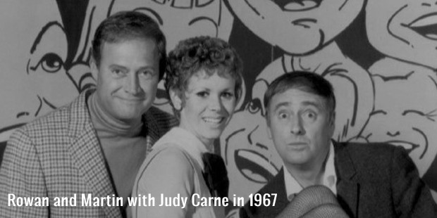 rowan and martin with judy carne in 1967