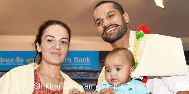 shikhar dhawan with his family