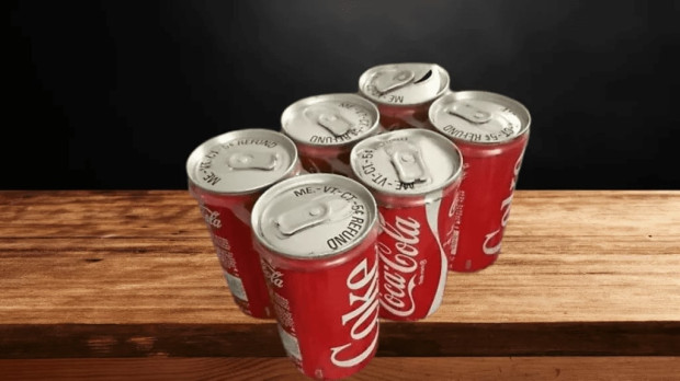 six pack of “new” coke cans