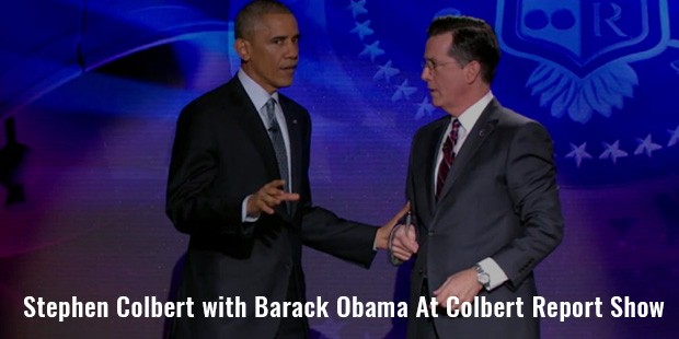 stephen colbert with barack obama at colbert report show