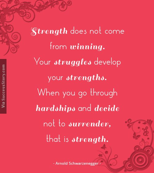 Strength does not come from winning