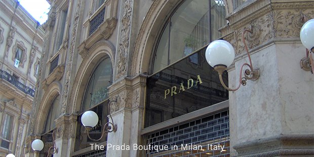 the prada boutique in milan, italy