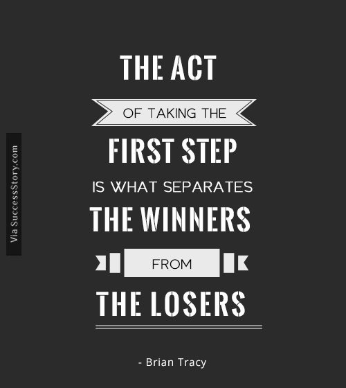 The act of taking the first step