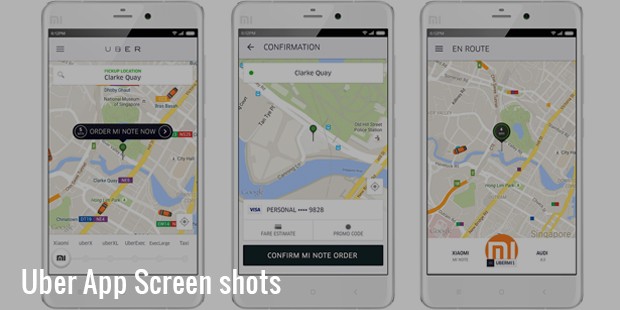 uber app screen shots