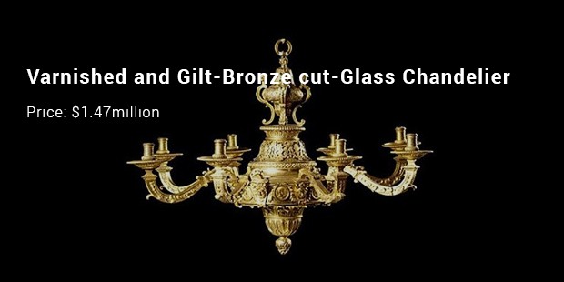 varnished and gilt bronze cut glass chandelier1