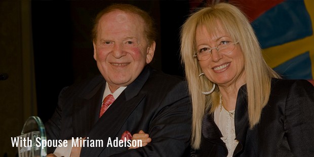 with spouse miriam adelson