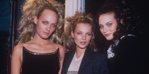 amber valletta, kate moss and shalom harlow in 1996  