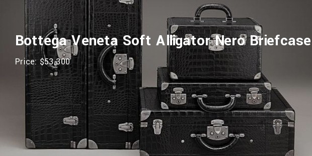 bottega veneta soft alligator nero briefcase