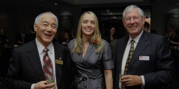 chancellor brandt louie with recipient alison lawton and president michael stevenson