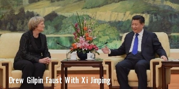 chinese president xi jinping  r  meets with catharine drew gilpin faust, president of harvard university