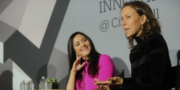 cindy whitehead  l  and 23andme ceo anne wojcicki speak onstage during  the fast company innovation festival 