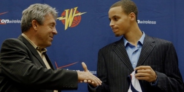 curry, left, with larry riley,